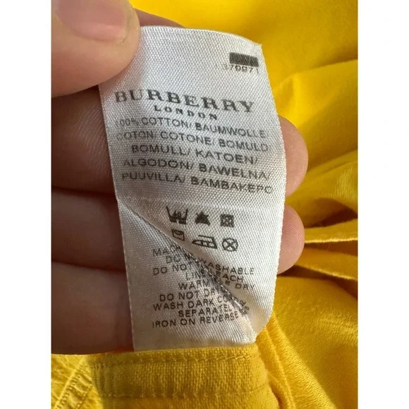 Burberry Shirt Mens XL Yellow Nova Check Flip Cuff Quiet Luxury Designer - Picture 8 of 9